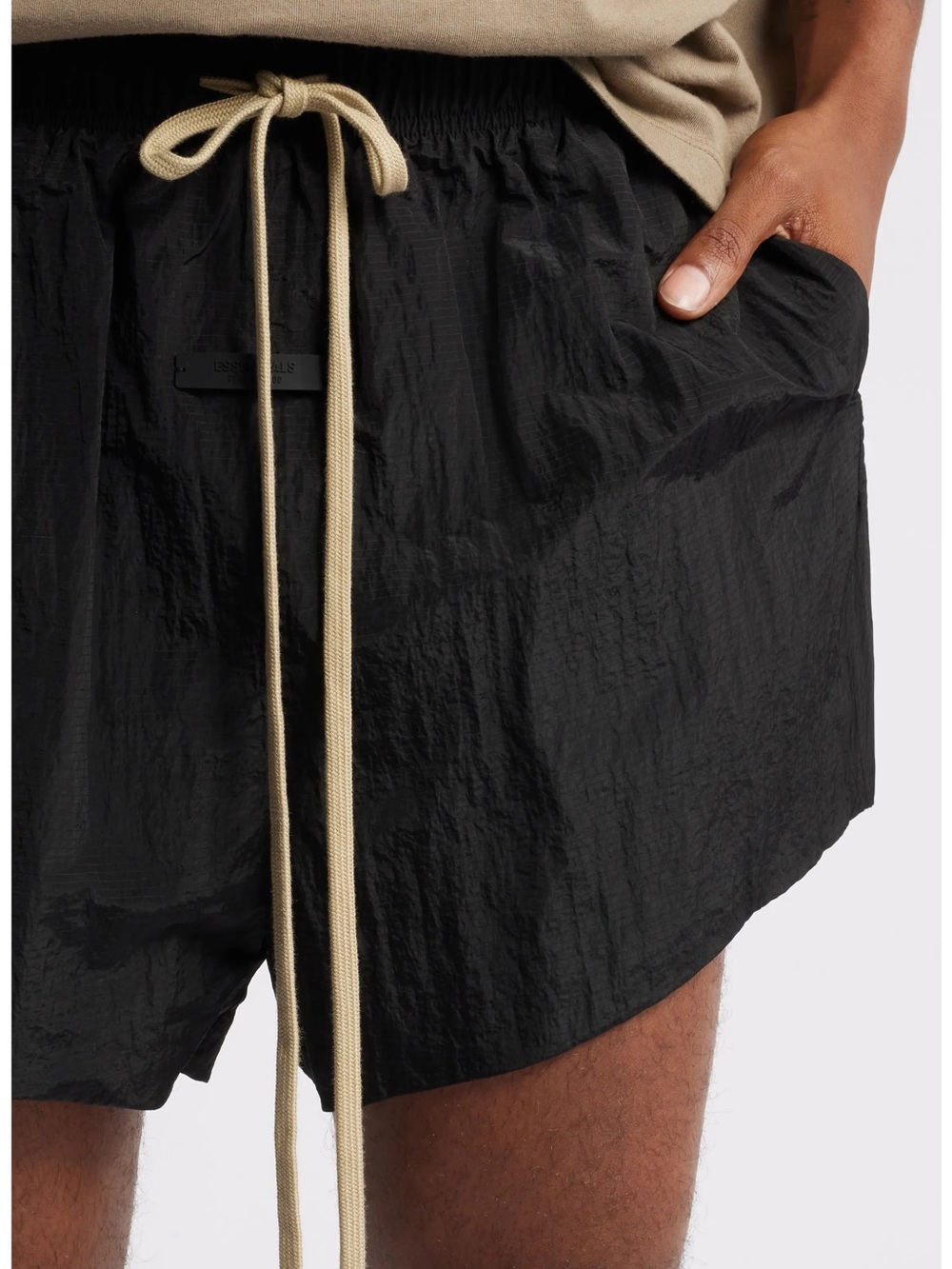 Fear of God Essentials Ripstop Running Shorts Sz L Black Athleisure Streetwear - Picture 2 of 10